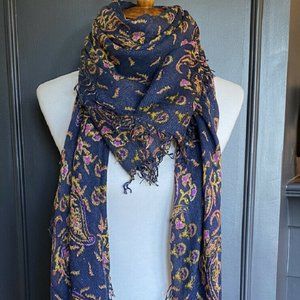 New Authentic Chan Luu Lizard Paisley Cashmere Silk Scarf  Color: Mood Indigo
